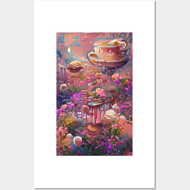 Psychedelic pink floral coffee | psychedelic floral coffee Wall Art by PsychicLove